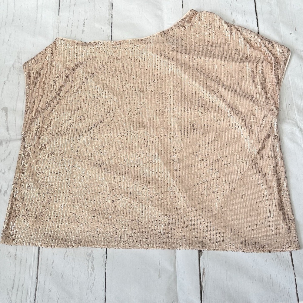 Torrid Top Women's 4 US 4X Rose Gold Off The Shoulder Sequin New - Picture 4 of 11